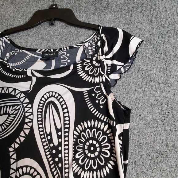 Joei & I Women  Sleeveless Black White Bold Print Blouse Size Small S Summer - Picture 3 of 9